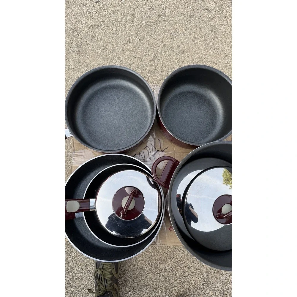 T-fal Armal Cookware Set Pots Pans Lids Burgundy‎